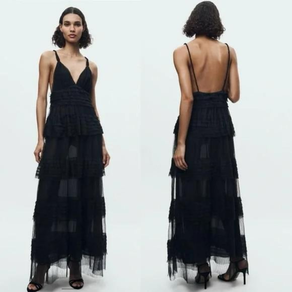 BLOGGERS FAV ZARA RUFFLED TULLE DRESS - Picture 1 of 3